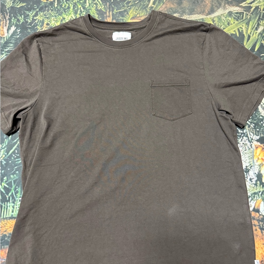 Jason Wu Short-Sleeve Pocket Tee in Dark Brown